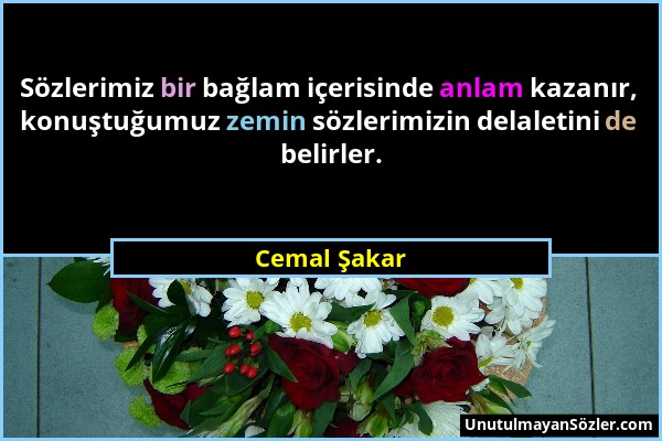 Cemal Şakar - Sözlerimiz bir bağlam içerisinde anlam kazanır, konuştuğumuz zemin sözlerimizin delaletini de belirler....