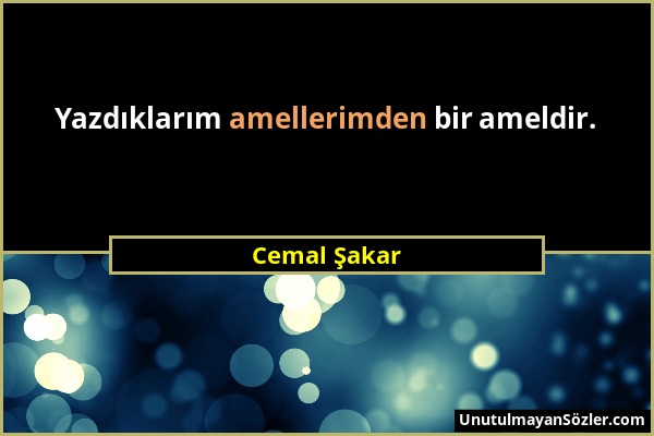 Cemal Şakar - Yazdıklarım amellerimden bir ameldir....