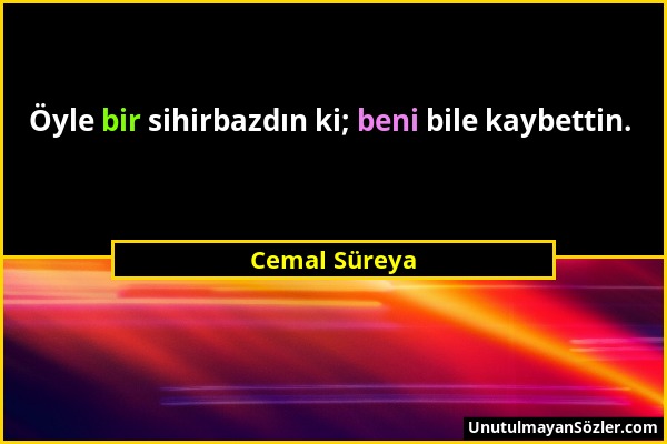 Cemal Süreya - Öyle bir sihirbazdın ki; beni bile kaybettin....