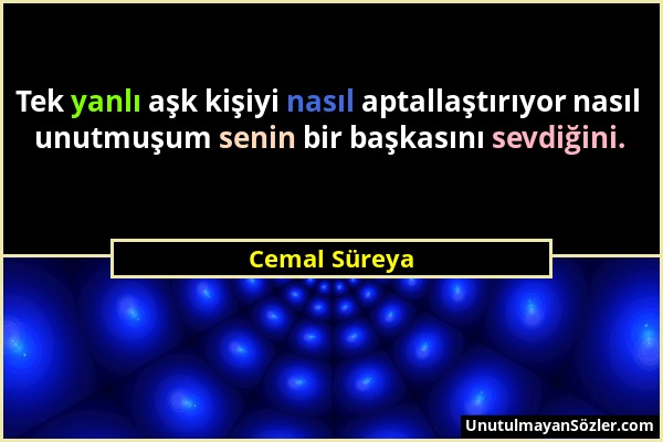 Cemal Süreya - Tek yanlı aşk kişiyi nasıl aptallaştırıyor nasıl unutmuşum senin bir başkasını sevdiğini....