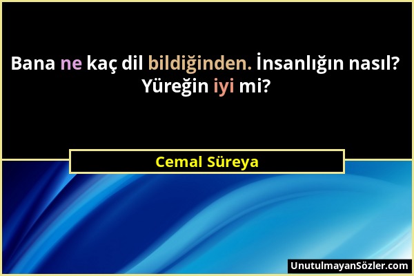 Cemal Süreya - Bana ne kaç dil bildiğinden. İnsanlığın nasıl? Yüreğin iyi mi?...