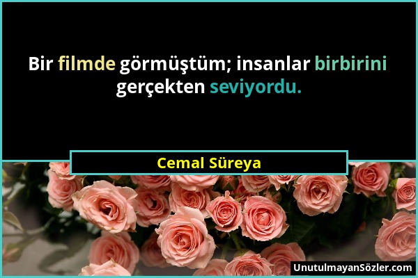 Cemal Süreya - Bir filmde görmüştüm; insanlar birbirini gerçekten seviyordu....