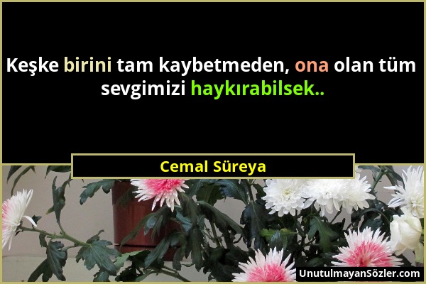 Cemal Süreya - Keşke birini tam kaybetmeden, ona olan tüm sevgimizi haykırabilsek.....