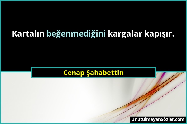 Cenap Şahabettin - Kartalın beğenmediğini kargalar kapışır....