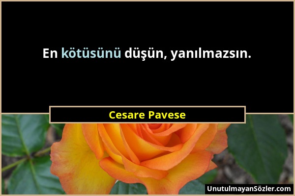 Cesare Pavese - En kötüsünü düşün, yanılmazsın....