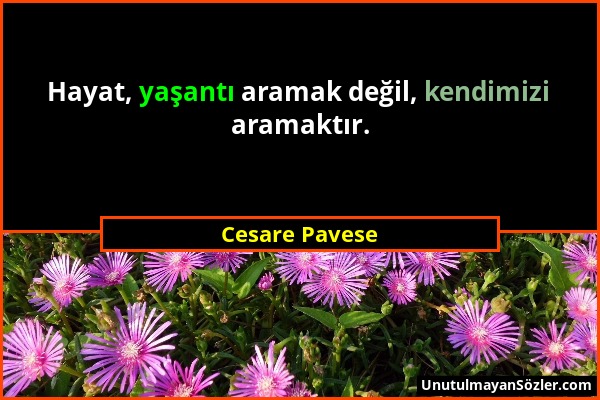 Cesare Pavese - Hayat, yaşantı aramak değil, kendimizi aramaktır....