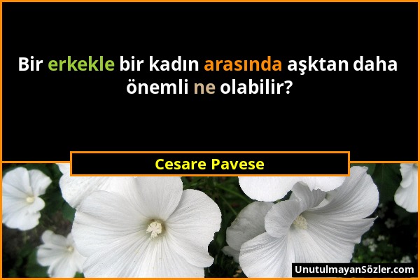 Cesare Pavese - Bir erkekle bir kadın arasında aşktan daha önemli ne olabilir?...