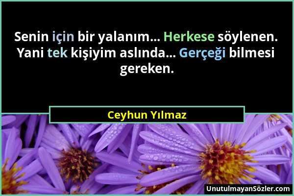 Ceyhun Yılmaz - Senin için bir yalanım... Herkese söylenen. Yani tek kişiyim aslında... Gerçeği bilmesi gereken....