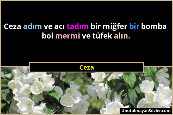 Ceza - Ceza adım ve acı tadım bir miğfer bir bomba bol mermi ve tüfek alın....