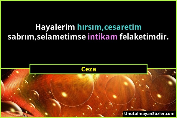 Ceza - Hayalerim hırsım,cesaretim sabrım,selametimse intikam felaketimdir....