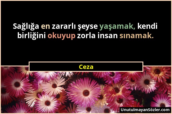 Ceza - Sağlığa en zararlı şeyse yaşamak, kendi birliğini okuyup zorla insan sınamak....