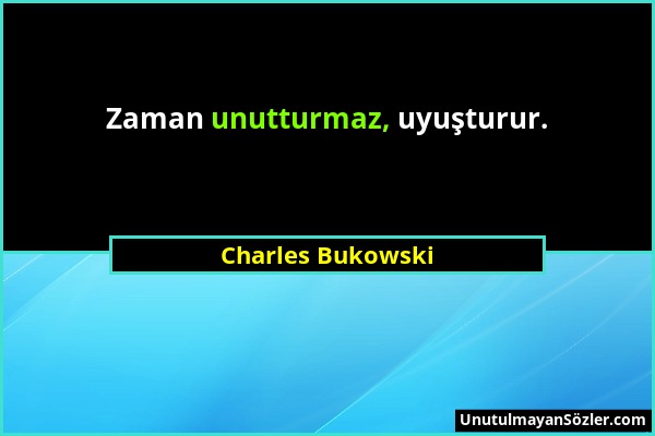 Charles Bukowski - Zaman unutturmaz, uyuşturur....