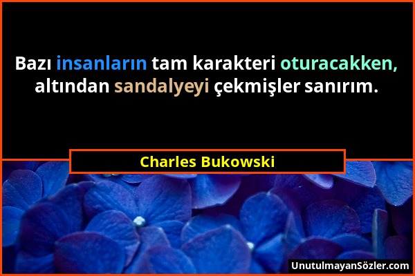 Charles Bukowski - Bazı insanların tam karakteri oturacakken, altından sandalyeyi çekmişler sanırım....