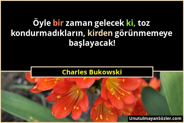 Charles Bukowski - Öyle bir zaman gelecek ki, toz kondurmadıkların, kirden görünmemeye başlayacak!...