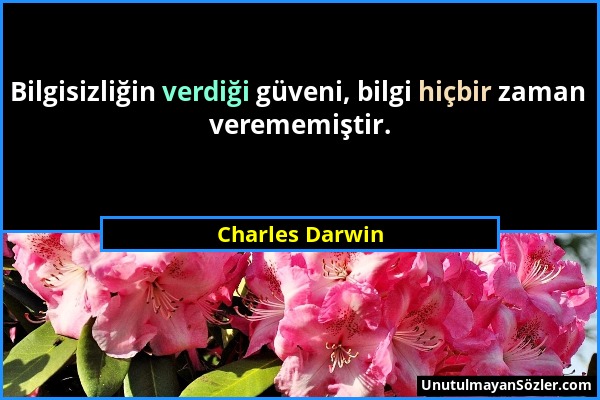 Charles Darwin - Bilgisizliğin verdiği güveni, bilgi hiçbir zaman verememiştir....