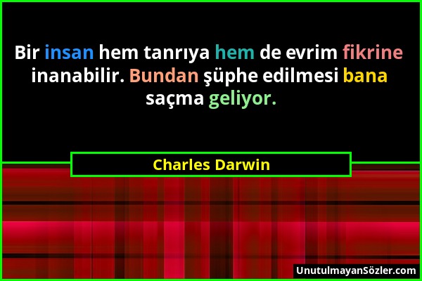 Charles Darwin - Bir insan hem tanrıya hem de evrim fikrine inanabilir. Bundan şüphe edilmesi bana saçma geliyor....