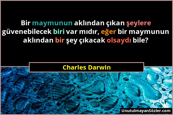 Charles Darwin - Bir maymunun aklından çıkan şeylere güvenebilecek biri var mıdır, eğer bir maymunun aklından bir şey çıkacak olsaydı bile?...