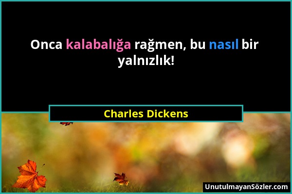 Charles Dickens - Onca kalabalığa rağmen, bu nasıl bir yalnızlık!...