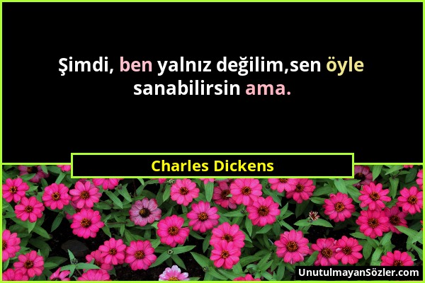 Charles Dickens - Şimdi, ben yalnız değilim,sen öyle sanabilirsin ama....