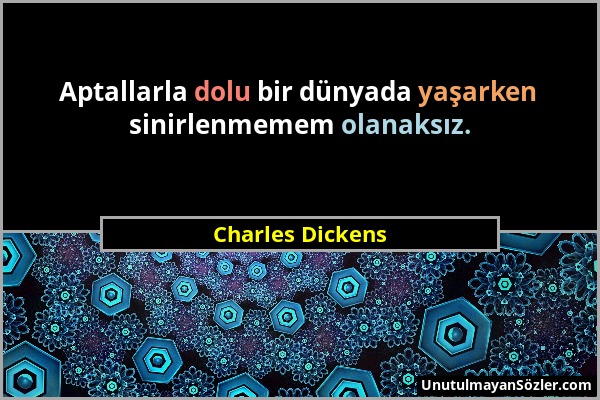 Charles Dickens - Aptallarla dolu bir dünyada yaşarken sinirlenmemem olanaksız....