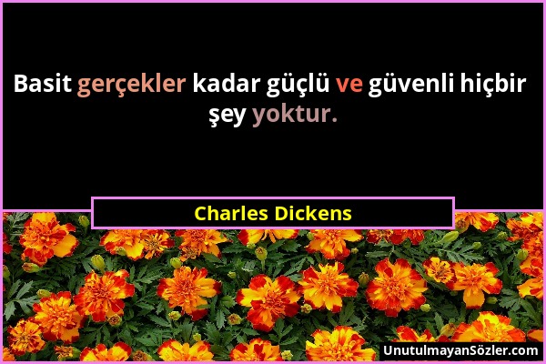 Charles Dickens - Basit gerçekler kadar güçlü ve güvenli hiçbir şey yoktur....