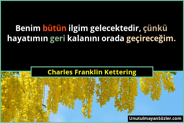 Charles Franklin Kettering - Benim bütün ilgim gelecektedir, çünkü hayatımın geri kalanını orada geçireceğim....