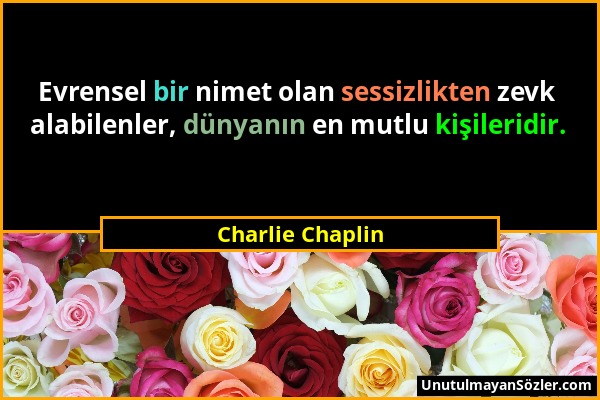 Charlie Chaplin - Evrensel bir nimet olan sessizlikten zevk alabilenler, dünyanın en mutlu kişileridir....