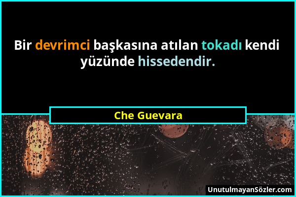 Che Guevara - Bir devrimci başkasına atılan tokadı kendi yüzünde hissedendir....