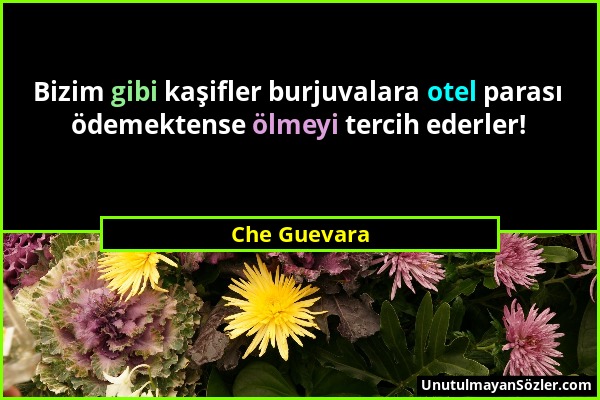 Che Guevara - Bizim gibi kaşifler burjuvalara otel parası ödemektense ölmeyi tercih ederler!...