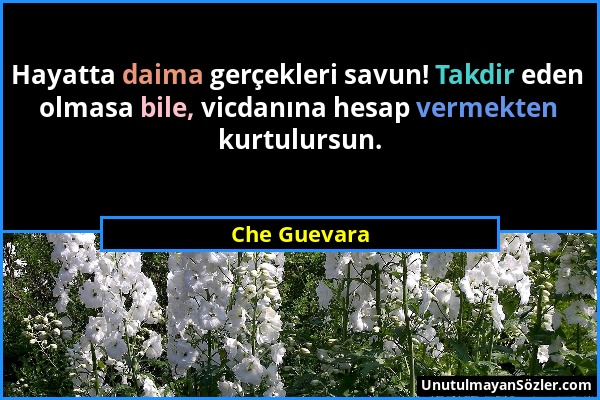 Che Guevara - Hayatta daima gerçekleri savun! Takdir eden olmasa bile, vicdanına hesap vermekten kurtulursun....