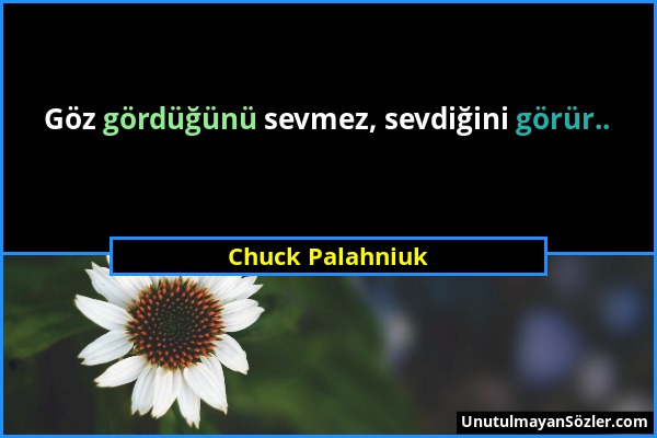 Chuck Palahniuk - Göz gördüğünü sevmez, sevdiğini görür.....