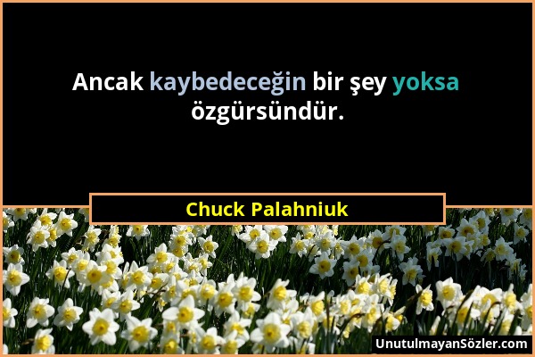 Chuck Palahniuk - Ancak kaybedeceğin bir şey yoksa özgürsündür....