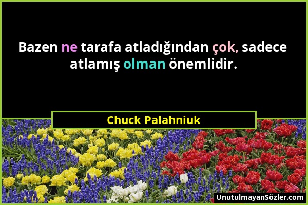 Chuck Palahniuk - Bazen ne tarafa atladığından çok, sadece atlamış olman önemlidir....