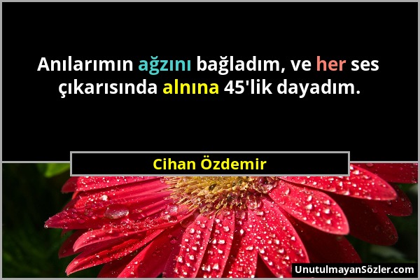 Cihan Özdemir - Anılarımın ağzını bağladım, ve her ses çıkarısında alnına 45'lik dayadım....