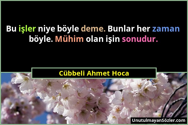 Cübbeli Ahmet Hoca - Bu işler niye böyle deme. Bunlar her zaman böyle. Mühim olan işin sonudur....