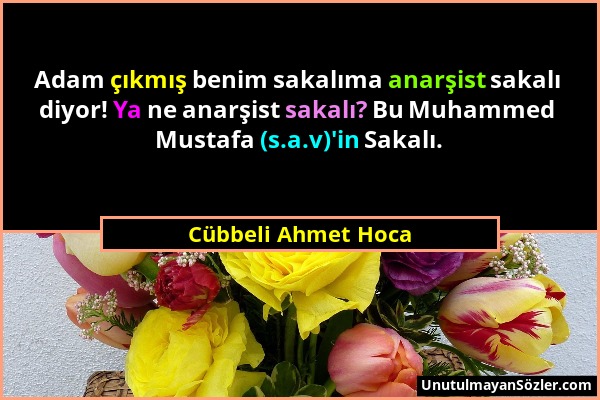 Cübbeli Ahmet Hoca - Adam çıkmış benim sakalıma anarşist sakalı diyor! Ya ne anarşist sakalı? Bu Muhammed Mustafa (s.a.v)'in Sakalı....
