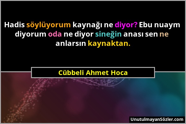 Cübbeli Ahmet Hoca - Hadis söylüyorum kaynağı ne diyor? Ebu nuaym diyorum oda ne diyor sineğin anası sen ne anlarsın kaynaktan....