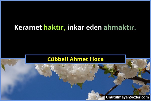 Cübbeli Ahmet Hoca - Keramet haktır, inkar eden ahmaktır....