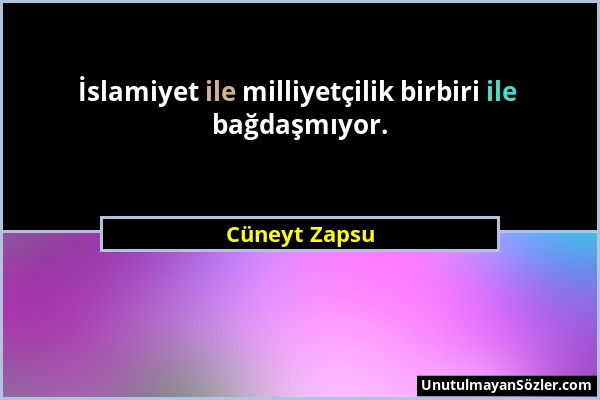 Cüneyt Zapsu - İslamiyet ile milliyetçilik birbiri ile bağdaşmıyor....