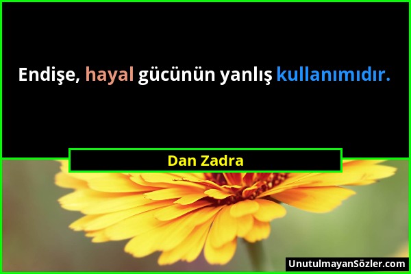 Dan Zadra - Endişe, hayal gücünün yanlış kullanımıdır....