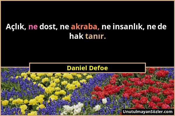Daniel Defoe - Açlık, ne dost, ne akraba, ne insanlık, ne de hak tanır....