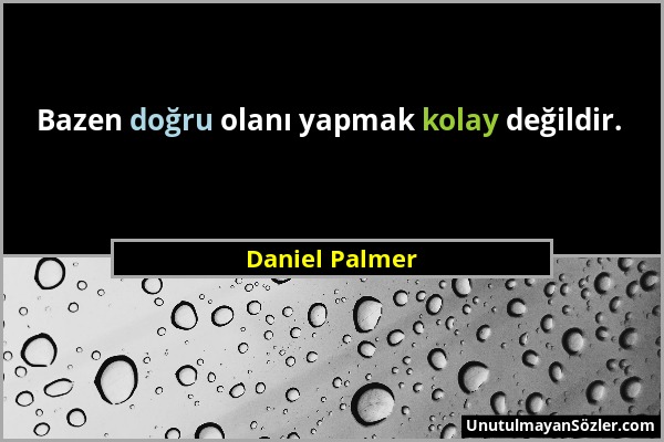 Daniel Palmer - Bazen doğru olanı yapmak kolay değildir....