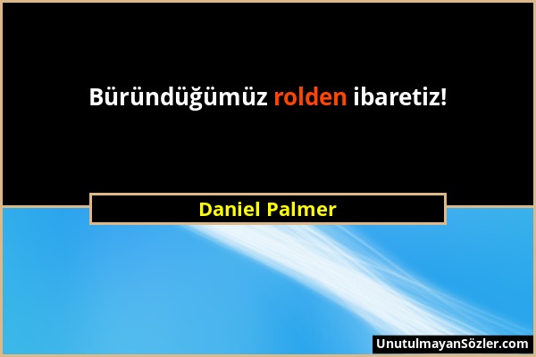 Daniel Palmer - Büründüğümüz rolden ibaretiz!...