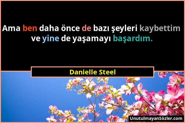 Danielle Steel - Ama ben daha önce de bazı şeyleri kaybettim ve yine de yaşamayı başardım....