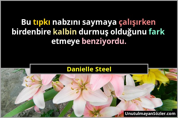 Danielle Steel - Bu tıpkı nabzını saymaya çalışırken birdenbire kalbin durmuş olduğunu fark etmeye benziyordu....