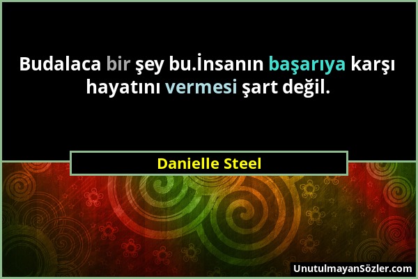 Danielle Steel - Budalaca bir şey bu.İnsanın başarıya karşı hayatını vermesi şart değil....