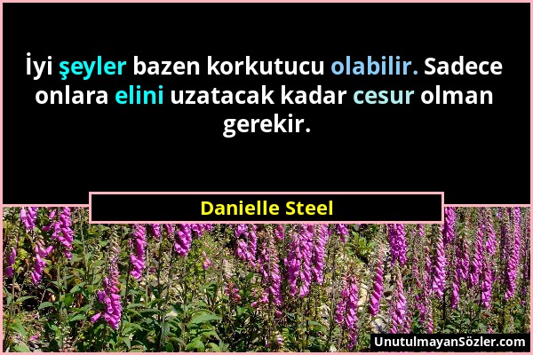 Danielle Steel - İyi şeyler bazen korkutucu olabilir. Sadece onlara elini uzatacak kadar cesur olman gerekir....