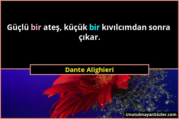 Dante Alighieri - Güçlü bir ateş, küçük bir kıvılcımdan sonra çıkar....