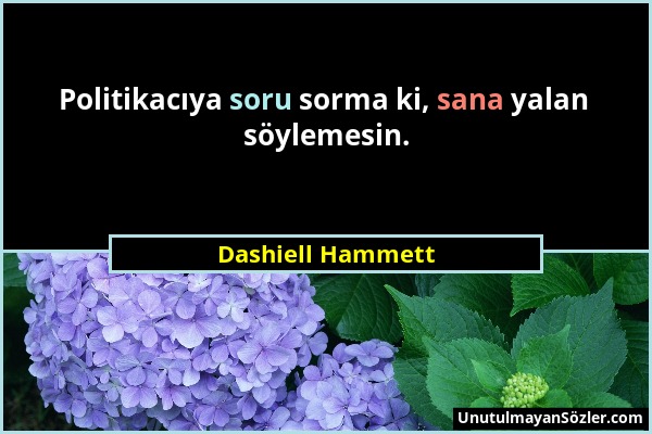 Dashiell Hammett - Politikacıya soru sorma ki, sana yalan söylemesin....