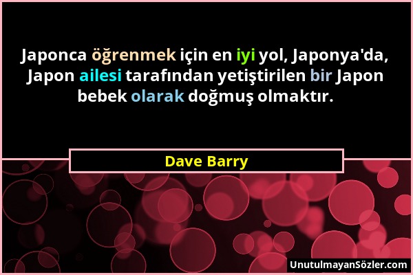 Dave Barry - Japonca öğrenmek için en iyi yol, Japonya'da, Japon ailesi tarafından yetiştirilen bir Japon bebek olarak doğmuş olmaktır....